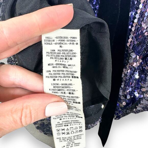 Free People Siren Purple Sequined Velour Tie Waist Flutter A-Line Mini Dress - Picture 10 of 10